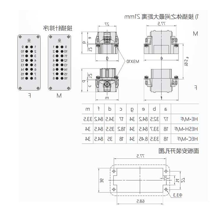 Female core, cold-pressed, suitable for H16B shell, HEC-016-F, 09330162702